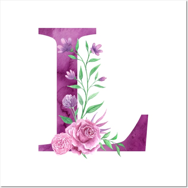 Floral Monogram L Beautiful Rose Bouquet Wall Art by floralmonogram